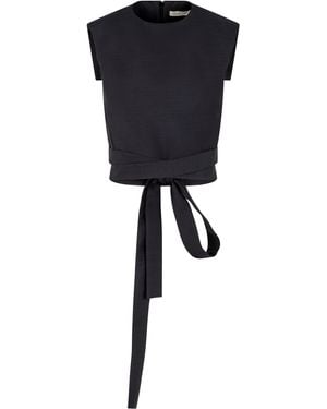 Heirlome Audrey Open-Back Wool-Silk Top - Black