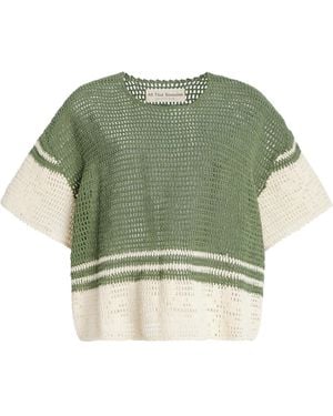 All That Remains Exclusive Willow Lace-detailed Crocheted-cotton Top - Green