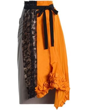 Prada Mixed-Media Midi Wrap Skirt - Orange