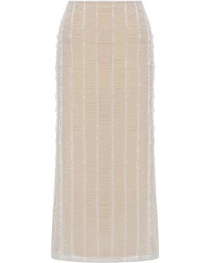 ILA THE BRAND Exclusive Jolie Hand-Embellished Tulle Midi Skirt - Natural