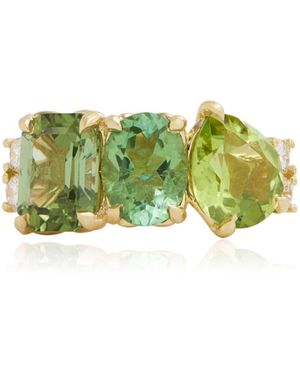 Jamie Wolf Cluster18K Tourmaline; Peridot; And Diamond Ring - Green
