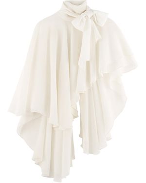 ARAKII Flowy Ruffled Silk Cape Top Exclusive - White