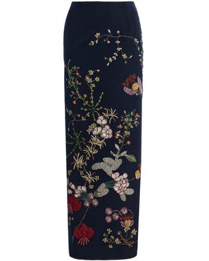 Chorus Exclusive Embellished Crepe Maxi Skirt - Blue