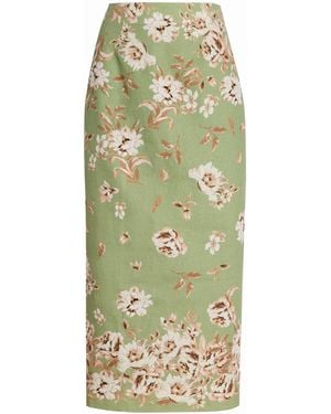 Cara Cara Exclusive Sienna Floral Linen Maxi Skirt - Green
