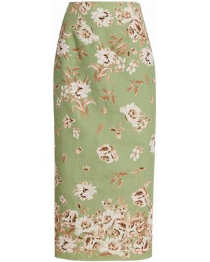 Cara Cara Exclusive Sienna Floral Linen Maxi Skirt - Green
