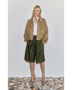 DARKPARK Brad Printed Silk Jogger Shorts - Green