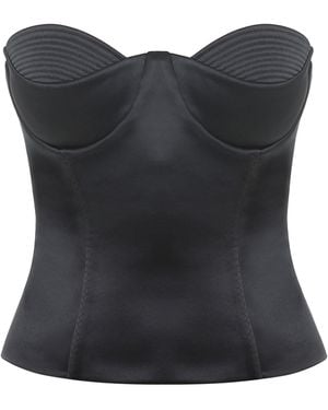 Anna October Raya Satin Corset Top - Black