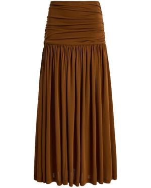 Franchise Nora Jersey Midi Skirt - Brown