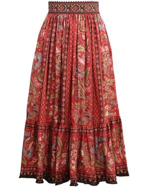 Lena Hoschek Paysanne Cotton Midi Skirt - Red