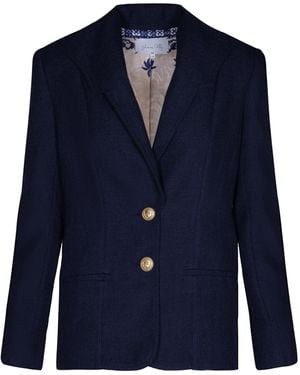 Johanna Ortiz Vision Quest Linen Jacket - Blue