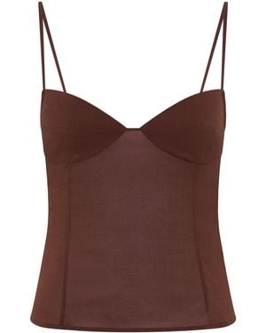 St. Agni Silk Camisole Top - Brown