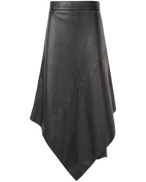 MAZ Manuela Álvarez Tube Petal Leather Skirt - Grey