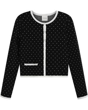 Posse Michalla Contrast-Trim Cardigan - Black