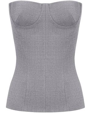 Alex Perry Cupped Suiting Corset Top - Grey