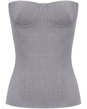 Alex Perry Cupped Suiting Corset Top - Grey