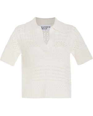 Matthew Bruch Knit-mesh Polo Shirt - White