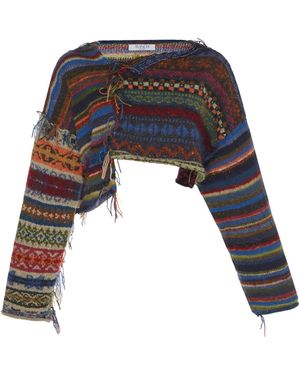Tuinch Cropped Multi Sweater - Blue