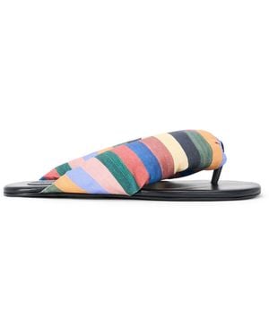 STAUD Juno Thong Cotton-Leather Sandals - Blue