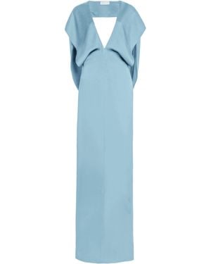 Stella McCartney Satin V Neck Gown - Blue
