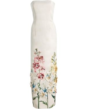 LEO LIN Exclusive Rayna Embroidered Satin Maxi Dress - White