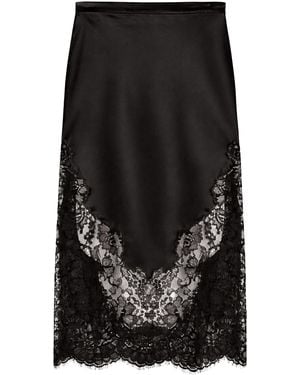 Fleur du Mal Juliet Lace And Silk Skirt - Black