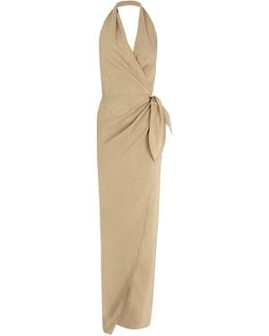 Cortana Mona Wrap Linen-Silk Wrap Dress - Natural