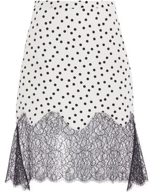 Franchise Exclusive Stevie Lace-Trimmed Silk Crepe Mini Skirt - White