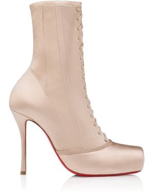 Christian Louboutin Pavlova 100Mm Crepe-Satin Ankle Boots - Natural
