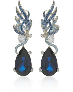 Anabela Chan Feather 18K Rhodium Vermeil Sapphire And Diamond Earrings - Blue