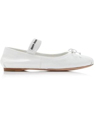 Miu Miu Satin Ballet Flats - White