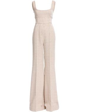 Elie Saab Sequin Thread Tweed Jumpsuit - Natural