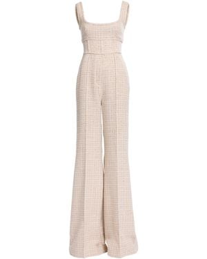 Elie Saab Sequin Thread Tweed Jumpsuit - Natural