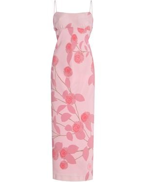 BERNADETTE Ripley Camelia-Print Silk Maxi Slip Dress - Pink