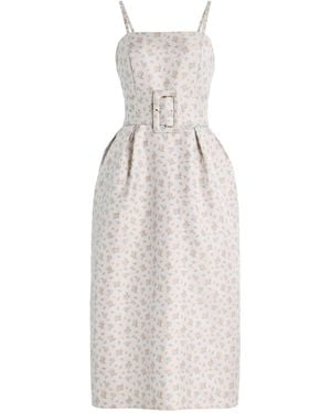 Rosie Assoulin Artichoke Belted Jacquard Dress - White