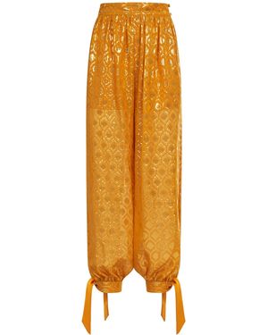 Taller Marmo Giuni Metallic Printed Silk-Blend Trousers - Orange