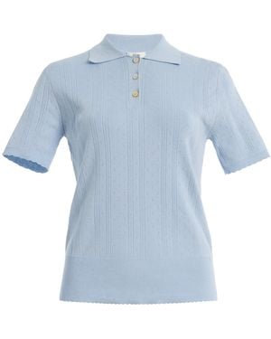AMIYA Mina Cotton Pointelle Polo - Blue