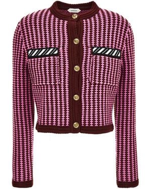 Versace Crochet Knit Cardigan - Red
