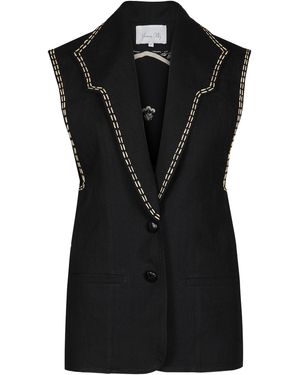 Johanna Ortiz Nocturnal Ornaments Tree-Detailed Linen Vest - Black
