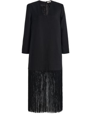 By Malene Birger Mella Fringed Wool Midi Dress - Black