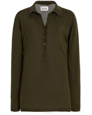 TOVE Austine Wool-silk Polo Jumper - Green