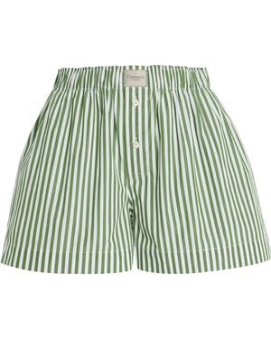 Comme Si La Boxer Classica Striped Cotton-Poplin Shorts - Green
