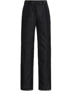 Brandon Maxwell Holland Sheer Cropped Silk Trousers - Black