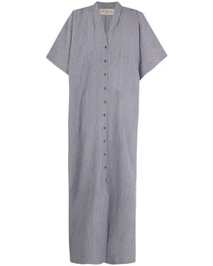 Cortana Camila Linen Button-Front Maxi Dress - Grey