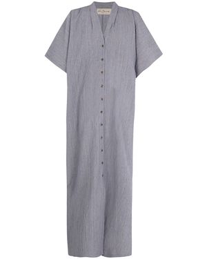 Cortana Camila Linen Button-Front Maxi Dress - Gray