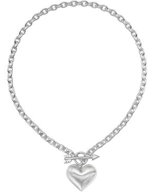 Rachel Quinn Cupid's Heart Sterling Necklace - Metallic