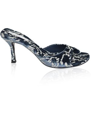 Christopher Esber Delia Embroidered Velvet Mule - Blue