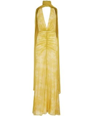 De La Vali Amora Tulle Lace Maxi Dress - Metallic