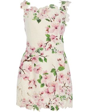 Oscar de la Renta Embroidered Tweed Mini Dress - White