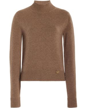 Oscar de la Renta Mock Neck Cashmere Jumper - Brown