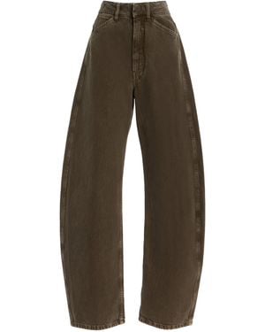 Lemaire High-Rise Cotton Curved Pants - Brown
